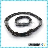 Triple braided titanium sports necklace,titanium ion sport necklace,titanium necklace and bracelet set