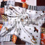 Small Square Scarf With Cartoon Design,100% Silk thumbnail-2