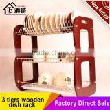 Living Room Furniture 3 Tiers Wooden Dish Rack With Utensil Holder and Cup Holder Quality Choice thumbnail-1