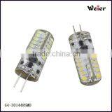 2014 Hot Selling!!! 10-12lm 48smd 3014 12v Ac/dc Current Silicone G4 Led Light CE for Europe