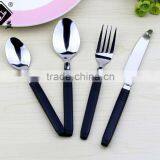 Colorful Stainless Steel Machine Polish PP Plastic Flatware Black Handle thumbnail-1