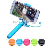 One-piece Design 3.5mm Cable Controlled Handheld Monopod For Mobilephones & Action Cameras-- Features Double-Slotted Groove Pole