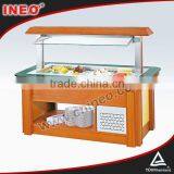 Free Standing Wooden Cool Food Service Counter Buffet Refrigerated Equipment For Salad Or Fruit thumbnail-1