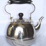 Brass Nickle Plated Hammered Finish Tea Kettle, Brew Kettle, , Portable Kettle, Stovetop Kettle, Hot Water Kettle thumbnail-1