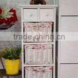 White Wooden Storage Cabinet With 3 Willow Drawer thumbnail-2