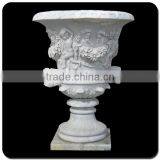 Garden Decoration Stone Carving Baby Marble Stone Flower Pot thumbnail-1