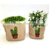 New Design Cactus Printing Jute With Felt Plant Pot Cover Bags thumbnail-2