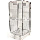 four wheel storage tool cart foldable container roll cages with shelves
