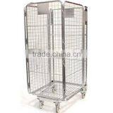 four wheel storage tool cart foldable container roll cages with shelves