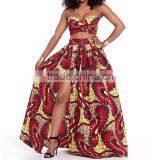 Pictures of Long Skirts and Tops for Trendy Strapless Printed High Split Red Qmilch Two-piece Skirt Set thumbnail-2