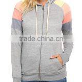Regular fit hoodie fashionable blocked stripes shoulders cut&sew hoodies