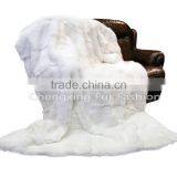 CX-D-43 Home Textile Good Quality White Carpet Rex Rabbit Fur Fur Throw Blanket thumbnail-4