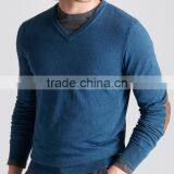 High Quality 12GG Casual Men's V-neck 100% Cashmere Sweater With Elbow Patches (BKNM10) thumbnail-1