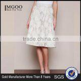 MGOO New Arrival 2016 Beige Pleated Midi Skirt For Ladies High Waist Vintage Floral Embroidery Skirts thumbnail-1