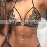 Sexy Women Padded Lace Bikini Set Swimwear Beach Black thumbnail-1