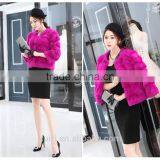 2016 New Real Rabbit Fur Coat Women Fashion Fur Jacket Low Sale Good Quality Rabbit Real Fur Coat thumbnail-1
