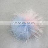 Myfur Knit Beanie China Wholesale Racoon Fur Pom Pom Bi-color Pink Cute Fur Ball thumbnail-2