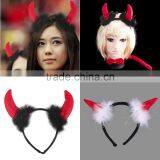 Cute Red Horn Sets Bow Tie 3Pcs Tail Party Ox Horn Fancy Dress Costume For Christmas Halloween/Carnivals Large/Small Size thumbnail-1