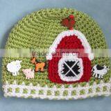 Crochet Farm Hat With Picket Fence Border Baby Diy Handmande Hat Sets thumbnail-1