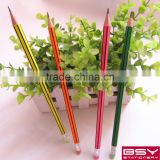 12pcs HB striped pencils with eraser in color boxs