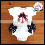 Anchor Bow Short Sleeve Baby Clothes Romper Softextile Newborn Baby Clothing July 4th Baby Rompers