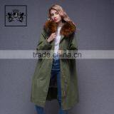2017 Women Long Sleeve Winter Real Raccoon Fur Collar Real Rabbit Fur Lined Parka With Embroidery thumbnail-1