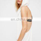 Women Sporty V-neckline Racerback Design Ribbed Cuffs Perfect Fit All Cotton Hooded Romper thumbnail-3