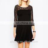 Midi Sleeve Lace See Though Detail Black Sexy Lace Maternity Dress thumbnail-2