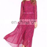 2015 europe fashion sexy rose red leopard long chiffon Ladies dresses