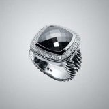 Inspired DY Sterling Silver 14mm Hematite Albion Ring for Women