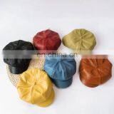 Children's Beret Autumn and Winter Girls Octagonal Hat British Retro Leather Hat Baby Painter Hat Boy Pumpkin