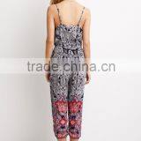 Baroque Print Gauze Adjustable Cami Straps Elasticized WaistJumpsuit thumbnail-2