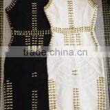 Summer Dress Wholesale 2015 New White Black Sleeveless Beading Sey Bodycon Celebrity Party Pencil Women Bandage Dress Bandage Bo thumbnail-2