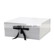Wholesale Online Store Gift Shop Products Packaging Square White Folding Gift Boxes With Ribbon thumbnail-1
