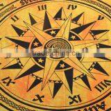 Indian Cotton Table Cloth Yellow Color Compass Zodiac Print Dinning Table Cloth Vintage Wall Hanging Throw Bed Sheet Cover TC59 thumbnail-3