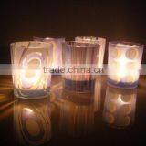 Blue Art Glass Candle Cups