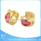 Wholesale Gemstone Carving Earrings, Ruby Gold Plated Earrings, Wholesale Piercing Jewelry thumbnail-1