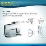 Orthogonal Camber 90 Degrees Double Sided Glass Door Clamp Brass Hinge thumbnail-1