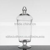 Clear Footed Glass Jar With Lid thumbnail-1