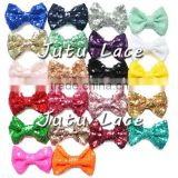 Wholesale high quality fashion elegant sequin green hair bows for baby / kids /adult Christmas