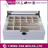 White Lacquering Wooden Cufflink Box, High Quality Handmade Cufflink Gift Box, With Two Drawers and Mirror thumbnail-4