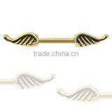 Gold Plated Surgical Steel Angel Wing Nipple Piercing Ring thumbnail-1