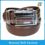 Beyond Simple Solid Brown Genuine Leather Ratchet Dress Belt for Men