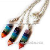 Gemstone Natural Crystal Quartz Point Pendulum Pendants Crystal Point Pendant With Silver Colored Chains thumbnail-4