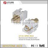 LY-KJ-AP03-RCA Gold Plate Keystone Jack-Modular RCA Female To Female