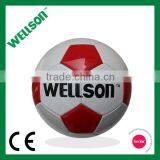 White and Red Shiny Synthetic PU Leather Soccer Ball thumbnail-1