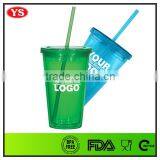 Best Selling Products 16 oz Double Wall Plastic Cup With Straw for Beverage thumbnail-5