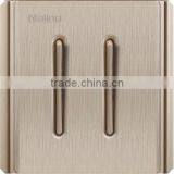 Africa Brushed Champagne 2 Gang 2 Way Slim Button Electric Wall Switch