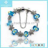 Famous New Design 925 Silver Ceramics Bead and Brass Chain Cat Alloy Bracelet thumbnail-5