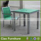 Outdoor Plastic Wood Table Set Garden Coffee Table and Chair thumbnail-1